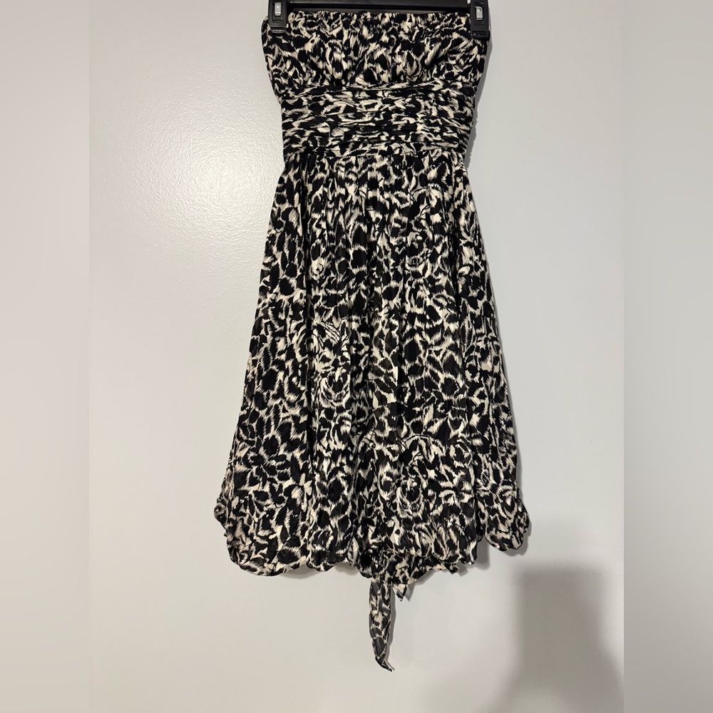 BCBGMaxAzria Black and Cream Patterned Dress